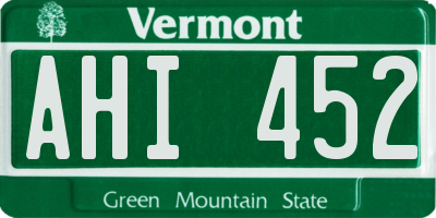 VT license plate AHI452