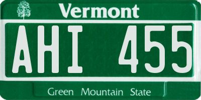 VT license plate AHI455