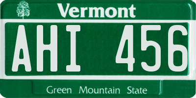 VT license plate AHI456