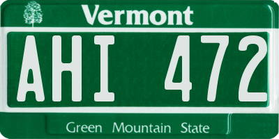 VT license plate AHI472