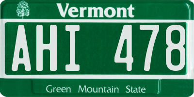 VT license plate AHI478