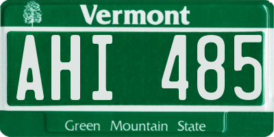 VT license plate AHI485
