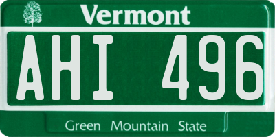 VT license plate AHI496