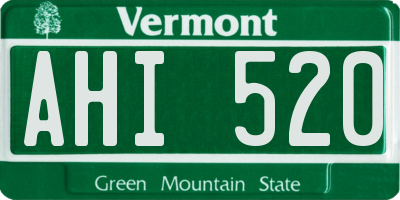 VT license plate AHI520
