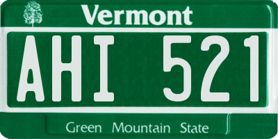 VT license plate AHI521