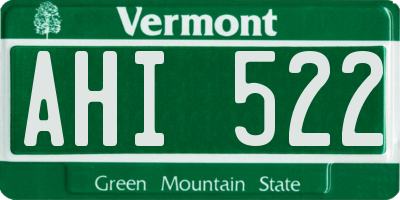 VT license plate AHI522