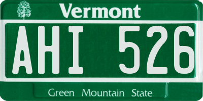 VT license plate AHI526