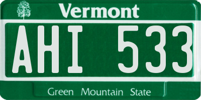 VT license plate AHI533