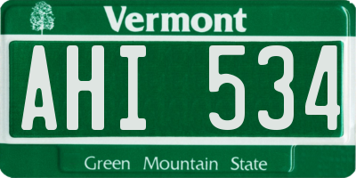 VT license plate AHI534