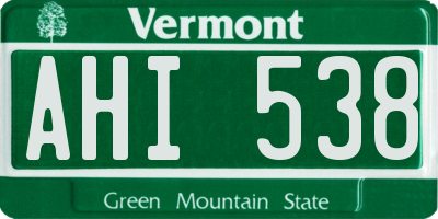 VT license plate AHI538