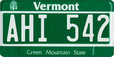 VT license plate AHI542