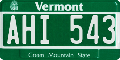 VT license plate AHI543