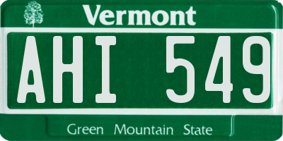 VT license plate AHI549