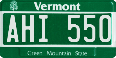 VT license plate AHI550