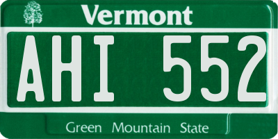VT license plate AHI552
