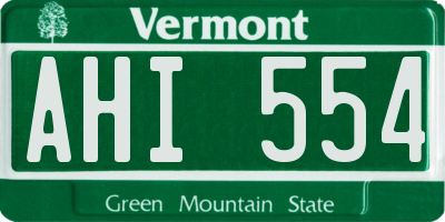 VT license plate AHI554