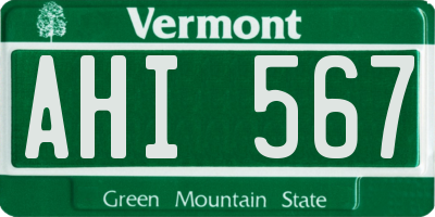 VT license plate AHI567