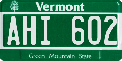 VT license plate AHI602