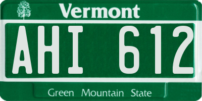 VT license plate AHI612