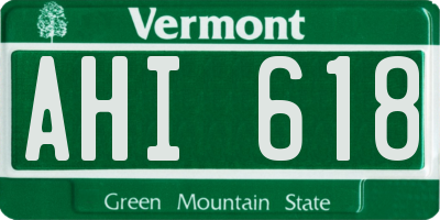 VT license plate AHI618