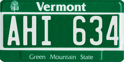 VT license plate AHI634