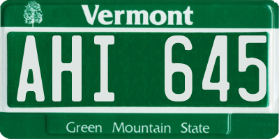 VT license plate AHI645