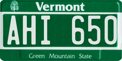 VT license plate AHI650