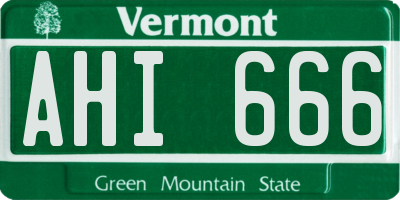 VT license plate AHI666