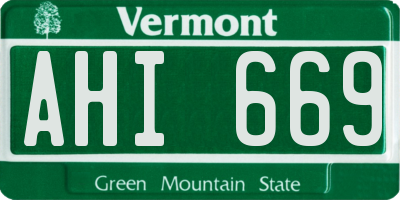 VT license plate AHI669