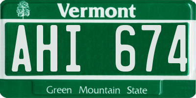 VT license plate AHI674