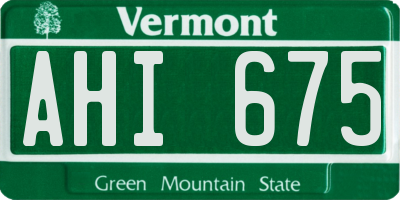 VT license plate AHI675