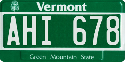 VT license plate AHI678