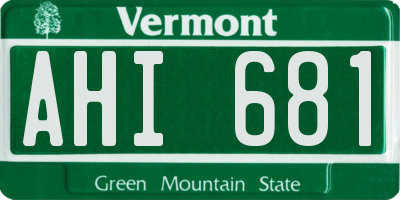 VT license plate AHI681