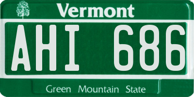 VT license plate AHI686