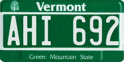 VT license plate AHI692