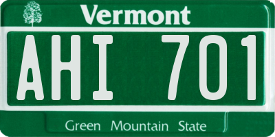 VT license plate AHI701