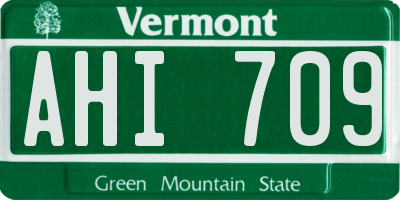 VT license plate AHI709