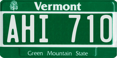 VT license plate AHI710