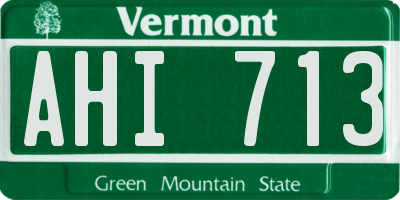 VT license plate AHI713