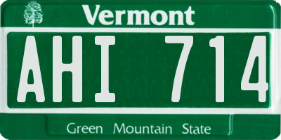 VT license plate AHI714