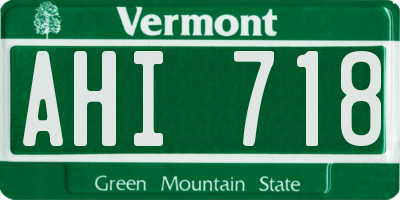 VT license plate AHI718