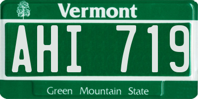 VT license plate AHI719