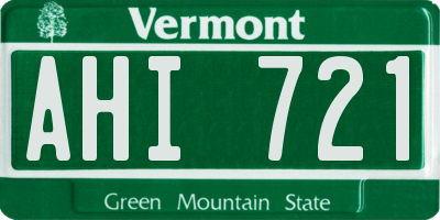 VT license plate AHI721