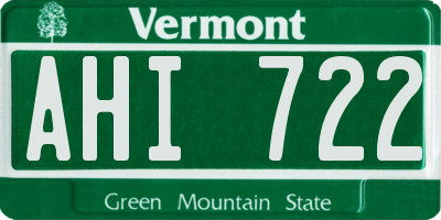VT license plate AHI722