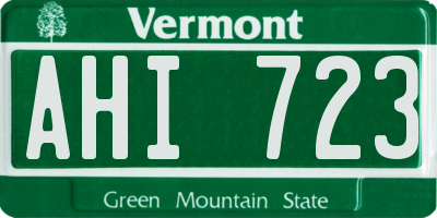 VT license plate AHI723