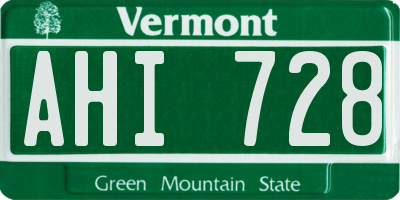 VT license plate AHI728