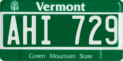 VT license plate AHI729