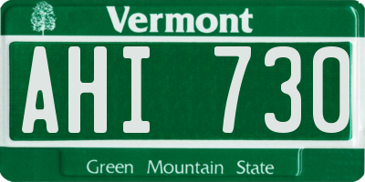 VT license plate AHI730