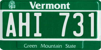 VT license plate AHI731