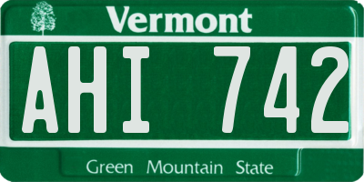 VT license plate AHI742